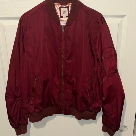GAP Men's Deep Red Bomber Jacket - Picture 4 of 5